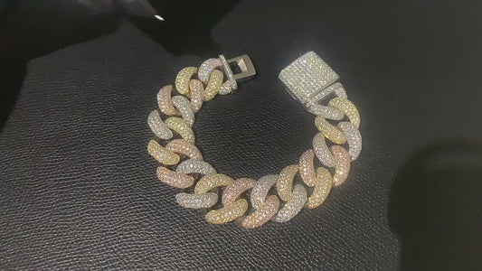 Men Hip Hop Jewelry Custom 20mm Gold Plated 925 Sterling Silver Pass Diamond Tester VVS Moissanite Iced Out Cuban Link Bracelet